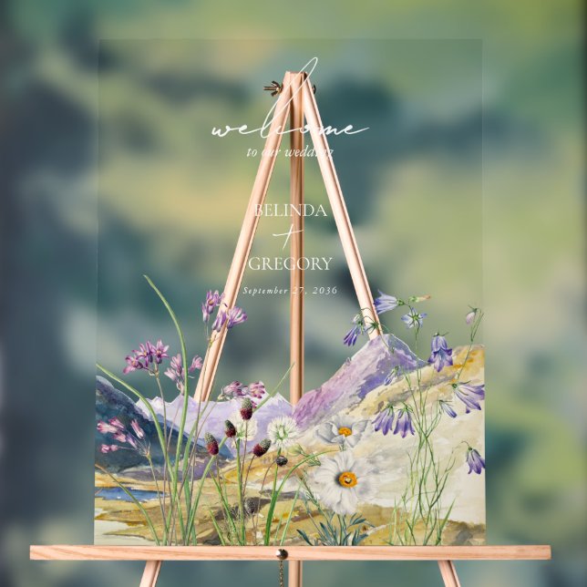 Señal Acrílica Boda de Flor Silvestre Rustic Watercolor (Neutral )