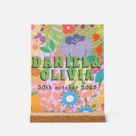 Señal Acrílica Boda de flores