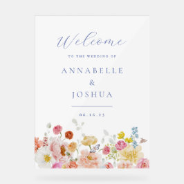 Señal Acrílica Boda de flores de jardín suave