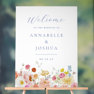 Señal Acrílica Boda de flores de jardín suave