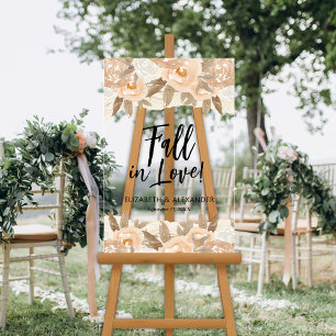 Señal Acrílica Boda de Flores de Peach Fall en el amor