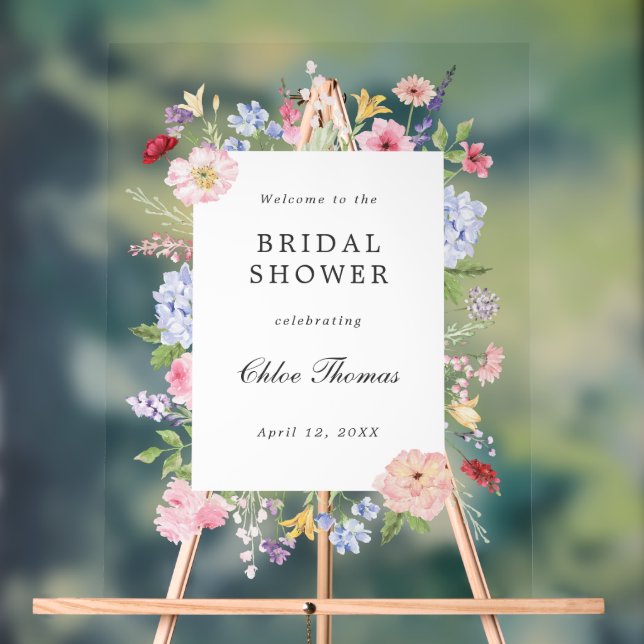 Señal Acrílica Boda de flores primaverales Shower Nupcial (Neutral )