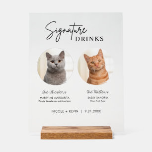 Señal Acrílica Boda de gato Firma Bebe Cóctel Bar Frotado