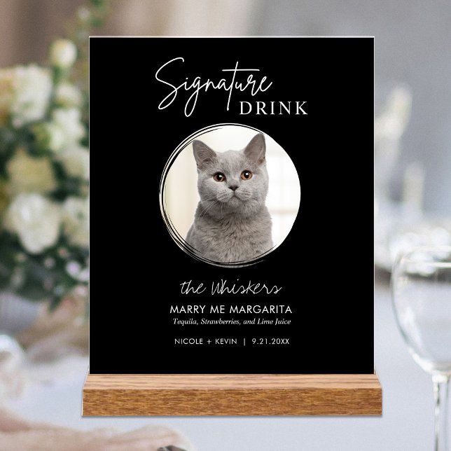 Señal Acrílica Boda de gato Firma Bebe Cóctel Bar Negro (Subido por el creador)