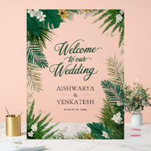 Boda de helecho botánico de palma tropical de bien