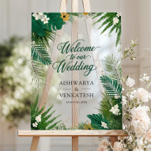 Boda de helecho botánico de palma tropical de bien