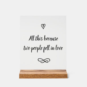 Señal Acrílica Boda de Historia de Amor Romántico Caligrafía Recu