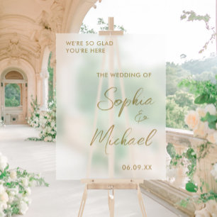 Señal Acrílica Boda de oro Bienvenida Frosted
