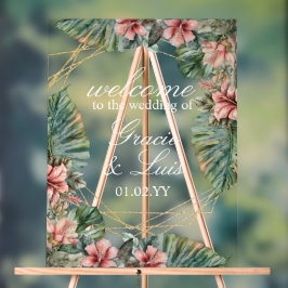 Señal Acrílica Boda de oro de Monstera Botánica Floral
