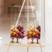 Boda de otoño otoño Borgoña árboles bienvenida