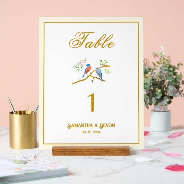 Señal Acrílica Boda de pajaritos azules (Boda)