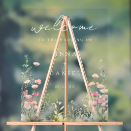 Señal Acrílica Boda de Pastel Wildflower