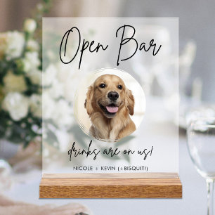 Señal Acrílica Boda de perro mascota Bar abierto Bebe Cóctel Frot
