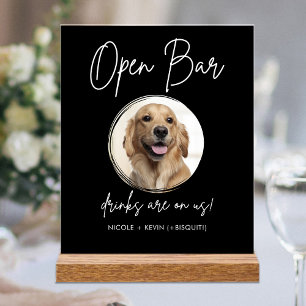 Señal Acrílica Boda de perro mascota bar abierto beber cóctel neg
