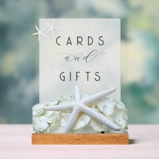 Señal Acrílica Boda de Regalos de Tarjetas Starfish Garden Seasid