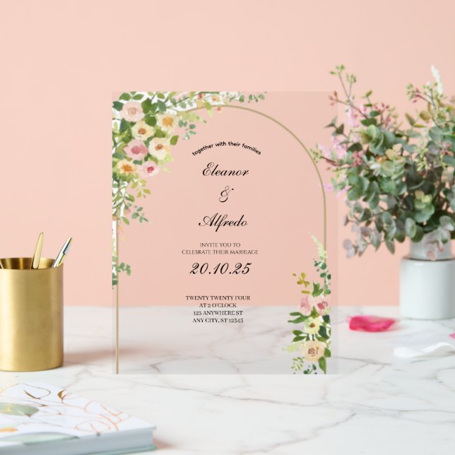 Señal Acrílica Boda de Rosa Acuarela  (Boda)