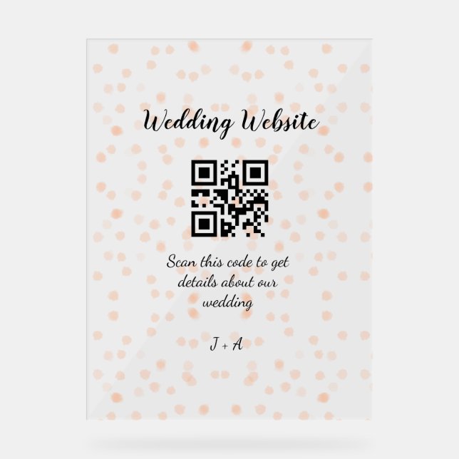 Señal Acrílica Boda de sitio web escanear código QR para obtener  (Anverso)