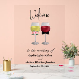 Señal Acrílica Boda de vino de pareja de arco boho elegante vinta