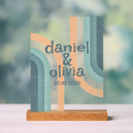 Señal Acrílica boda del arcoiris de los años 70