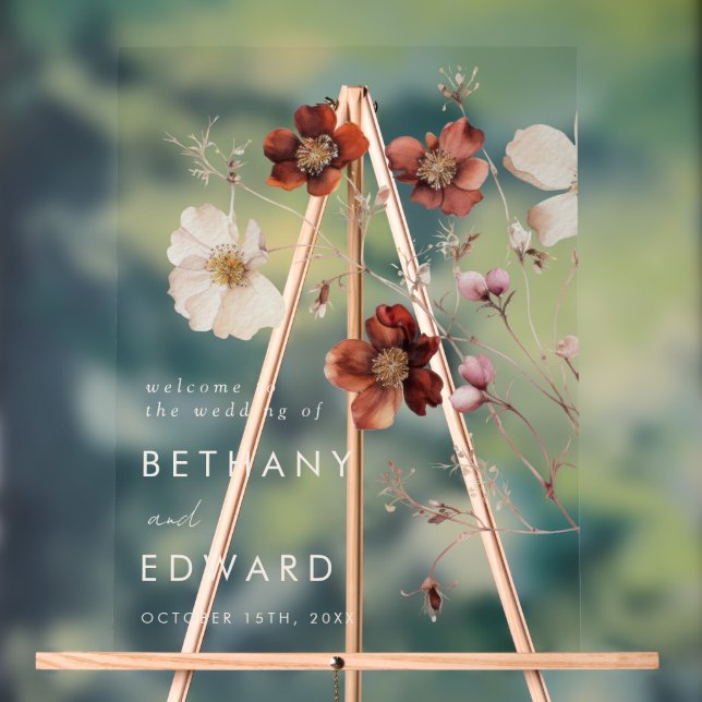 Señal Acrílica Boda del campo de flor silvestre otoño (Neutral )