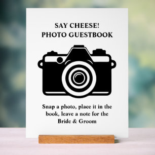 Señal Acrílica Boda del libro de visitas del equipo fotográfico