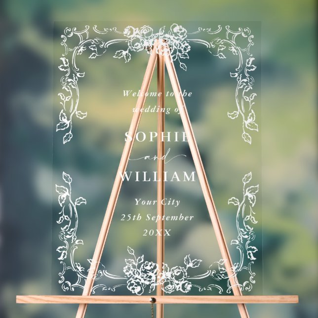 Señal Acrílica Boda del Renaissance Ornate Boda WELCOME (Neutral )