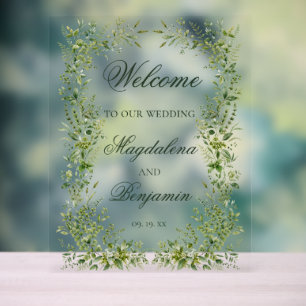Señal Acrílica Boda elegante en jardín botánico con vegetación de