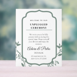 Señal Acrílica Boda elegante verde y blanca