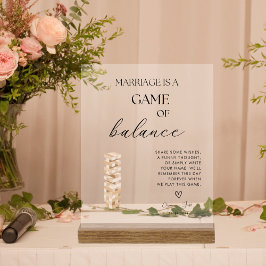 Señal Acrílica Boda elegante y moderno de libros Jenga