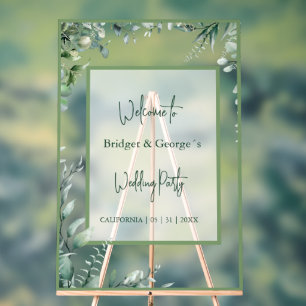 Señal Acrílica boda escarpado de floral verde