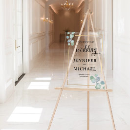 Señal Acrílica Boda Eucalyptus Elegante Pintado A Mano