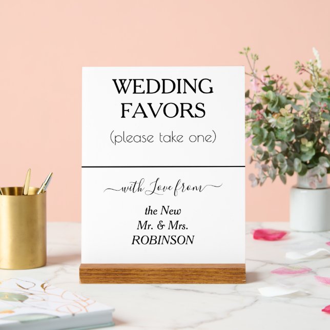 Señal Acrílica Boda favorece el NOMBRE negro blanco (Boda)