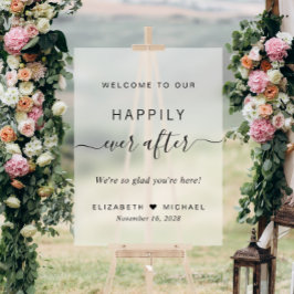 Señal Acrílica Boda Felices Para Siempre Bienvenida Escarcha