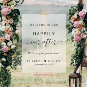Señal Acrílica Boda Felices Para Siempre Bienvenida Escarcha
