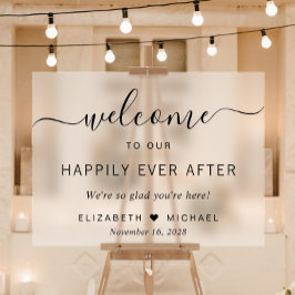 Señal Acrílica Boda Felices Para Siempre Bienvenida Escarchada
