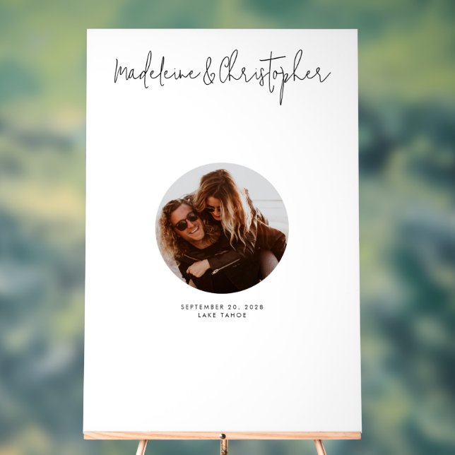 Señal Acrílica Boda firma libro de invitados foto alternativa (Neutral )