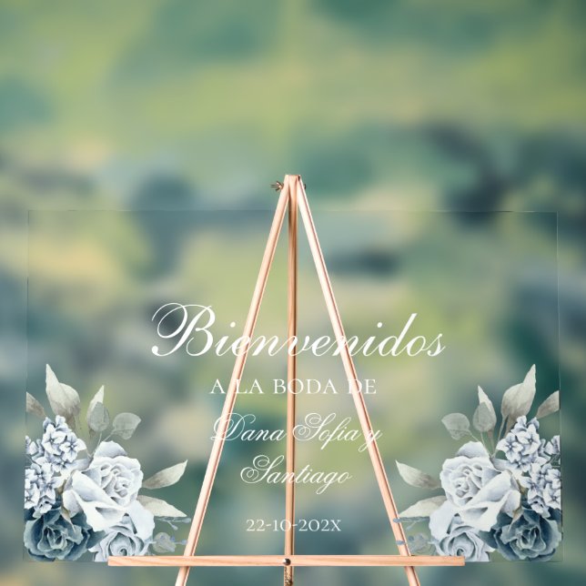 Señal Acrílica Boda floral Bienvenidos al Rótulo acrílico helado (Neutral )