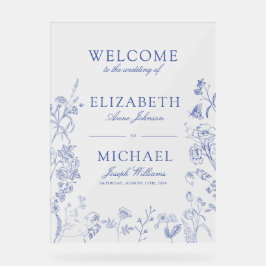 Señal Acrílica Boda floral Blue Victorian Classic Chinoiserie