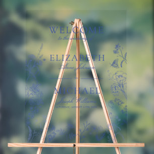 Señal Acrílica Boda floral Blue Victorian Classic Chinoiserie