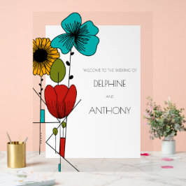 Señal Acrílica Boda floral contemporáneo Art Noveau