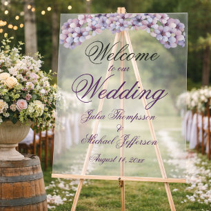 Señal Acrílica Boda floral de acuarela de lilas poéticas romántic
