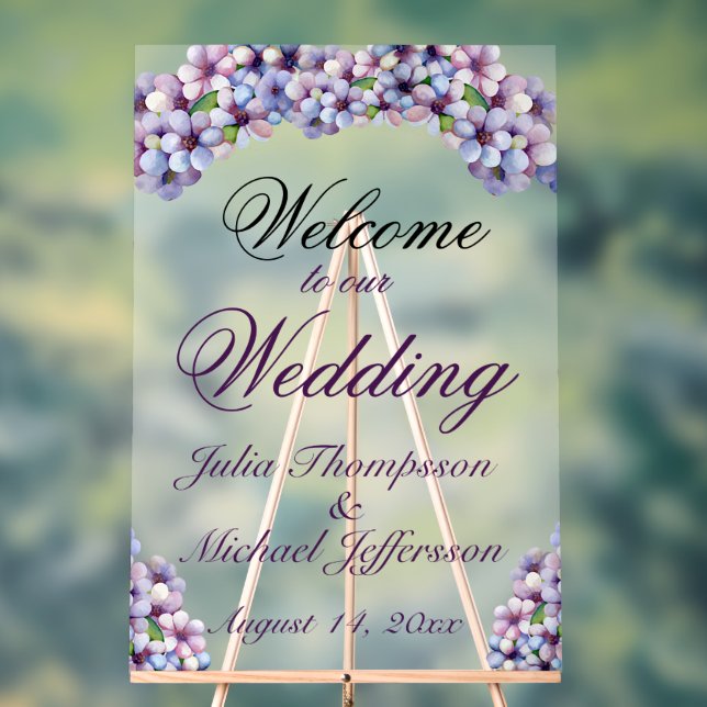 Señal Acrílica Boda floral de acuarela poética romántica (Neutral )