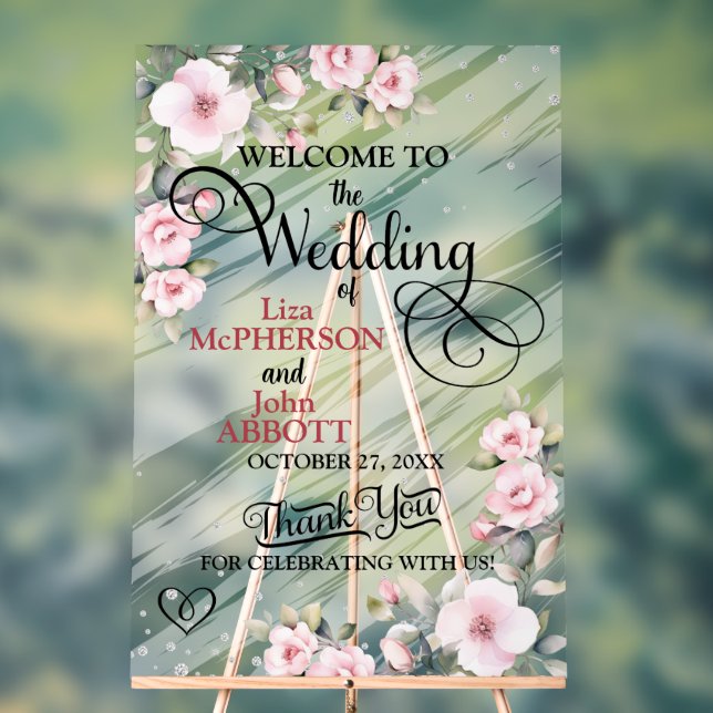 Señal Acrílica Boda floral de bonito (Neutral )