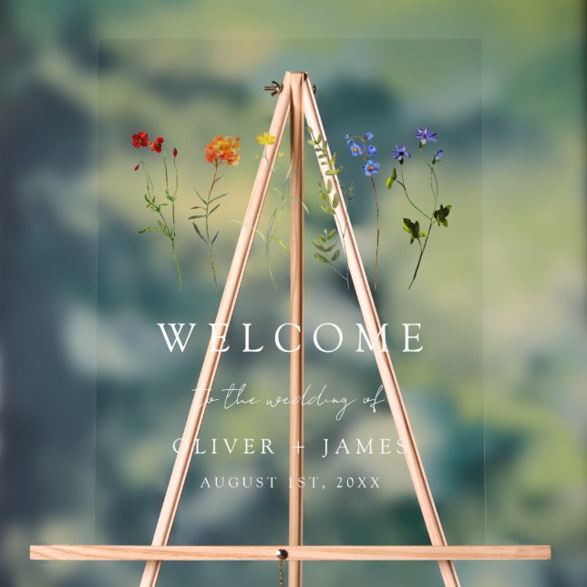 Señal Acrílica Boda Floral del Orgullo Gay LGBTQ (Neutral )