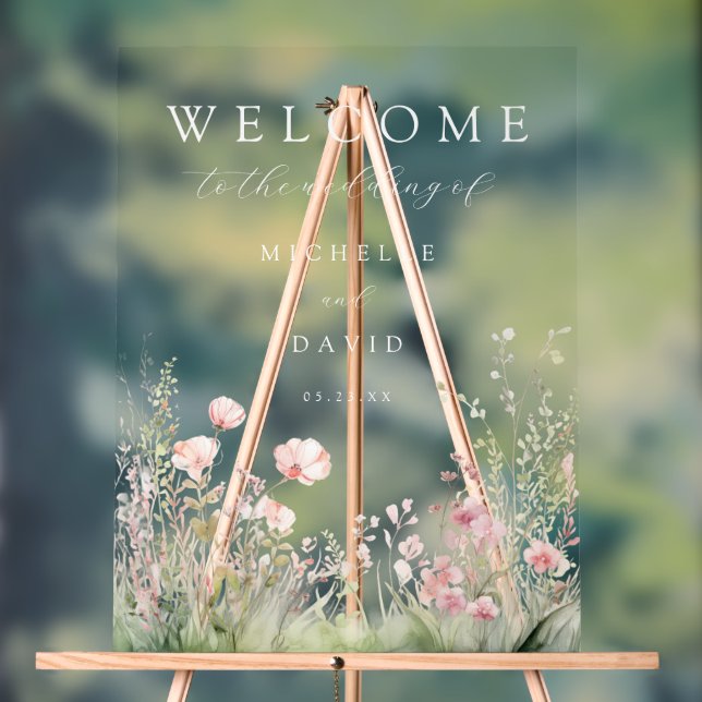 Señal Acrílica Boda Floral Delicado (Neutral )