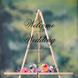 Señal Acrílica Boda floral elegante con acuarela