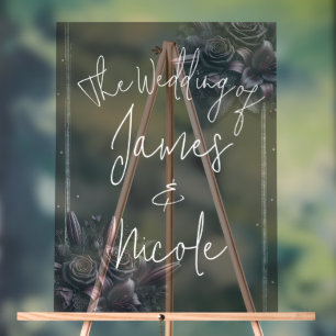 Señal Acrílica Boda floral Rosa Berry Purple & Black Lily