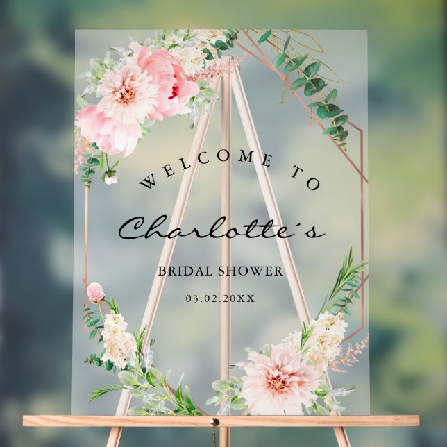 Señal Acrílica Boda Geométrica Botánica Aquarela Primavera  (Neutral )