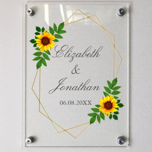 Señal Acrílica Boda geométrica de girasoles (Subido por el creador)
