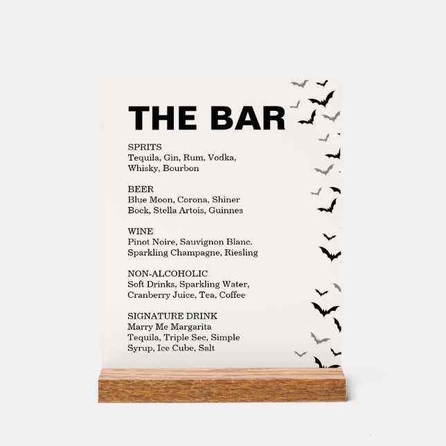 Señal Acrílica Boda Gótico De Halloween Negro Y Borgoña (Anverso)